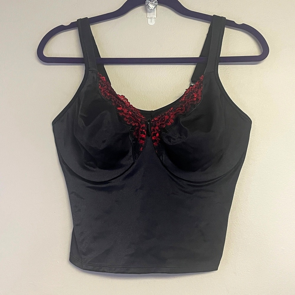 Vintage Y2K Curvation Bustier Bra Womens 42 D Black Red Gothic Witchy Whimsigoth